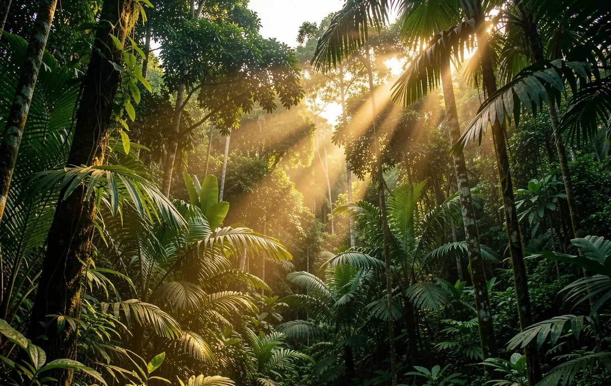 Natural Indonesian forest canopy